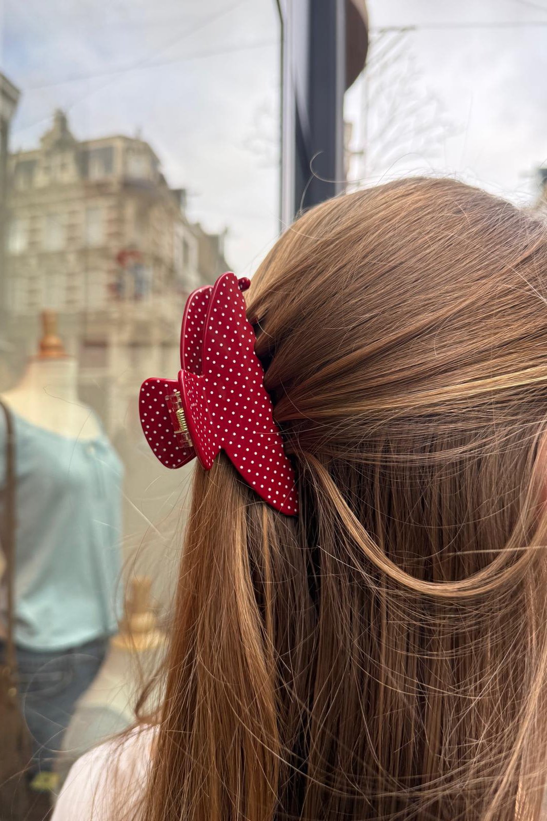 Polka dots Hair Claws | Red with white polka dots