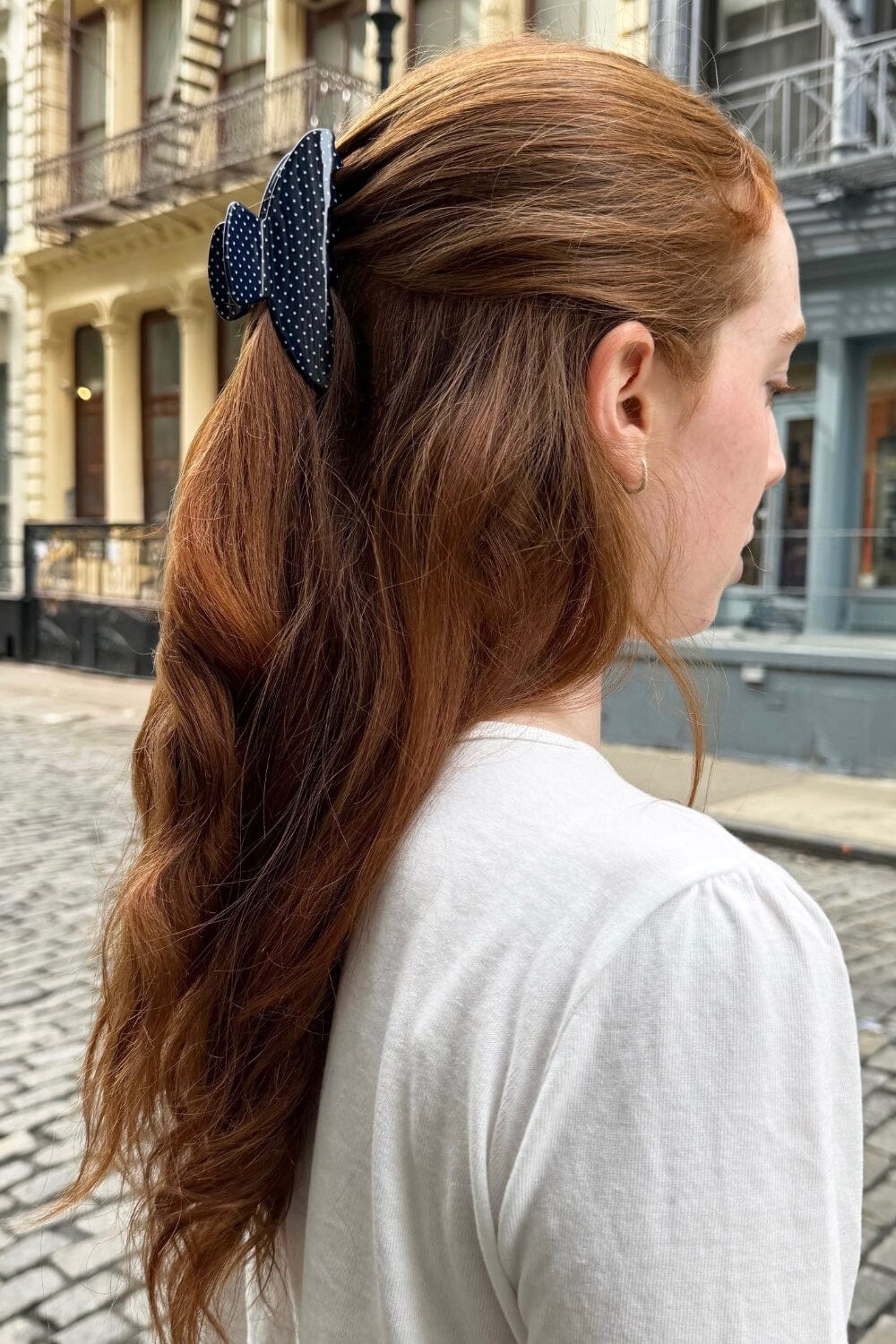 Polka dots Hair Claws | Navy Blue With White Polka Dots