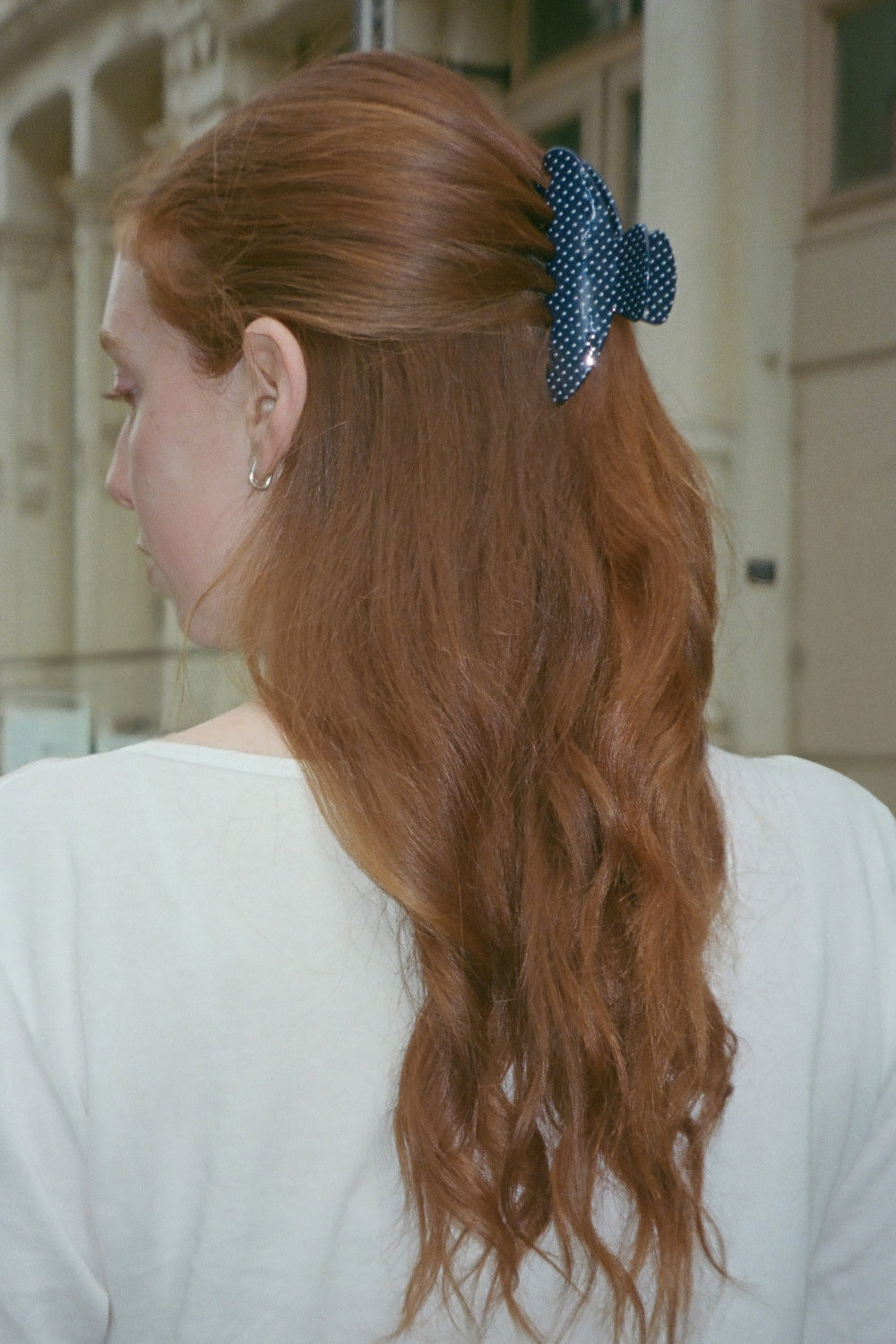 Polka dots Hair Claws | Navy Blue With White Polka Dots