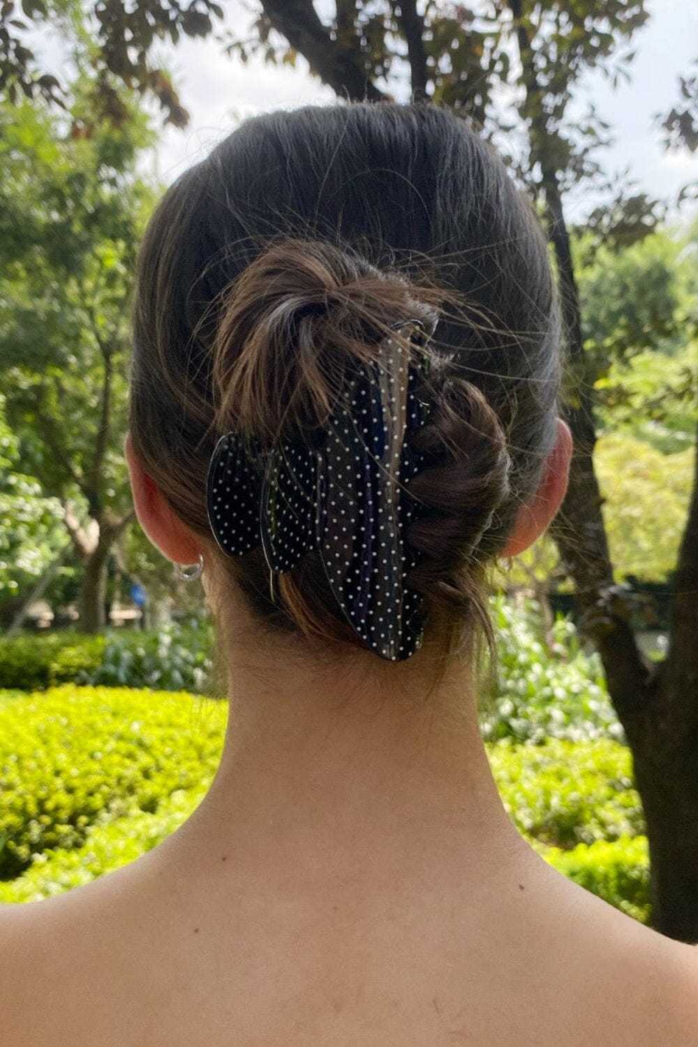 Hair Claw Clip | Black with White Polka Dots