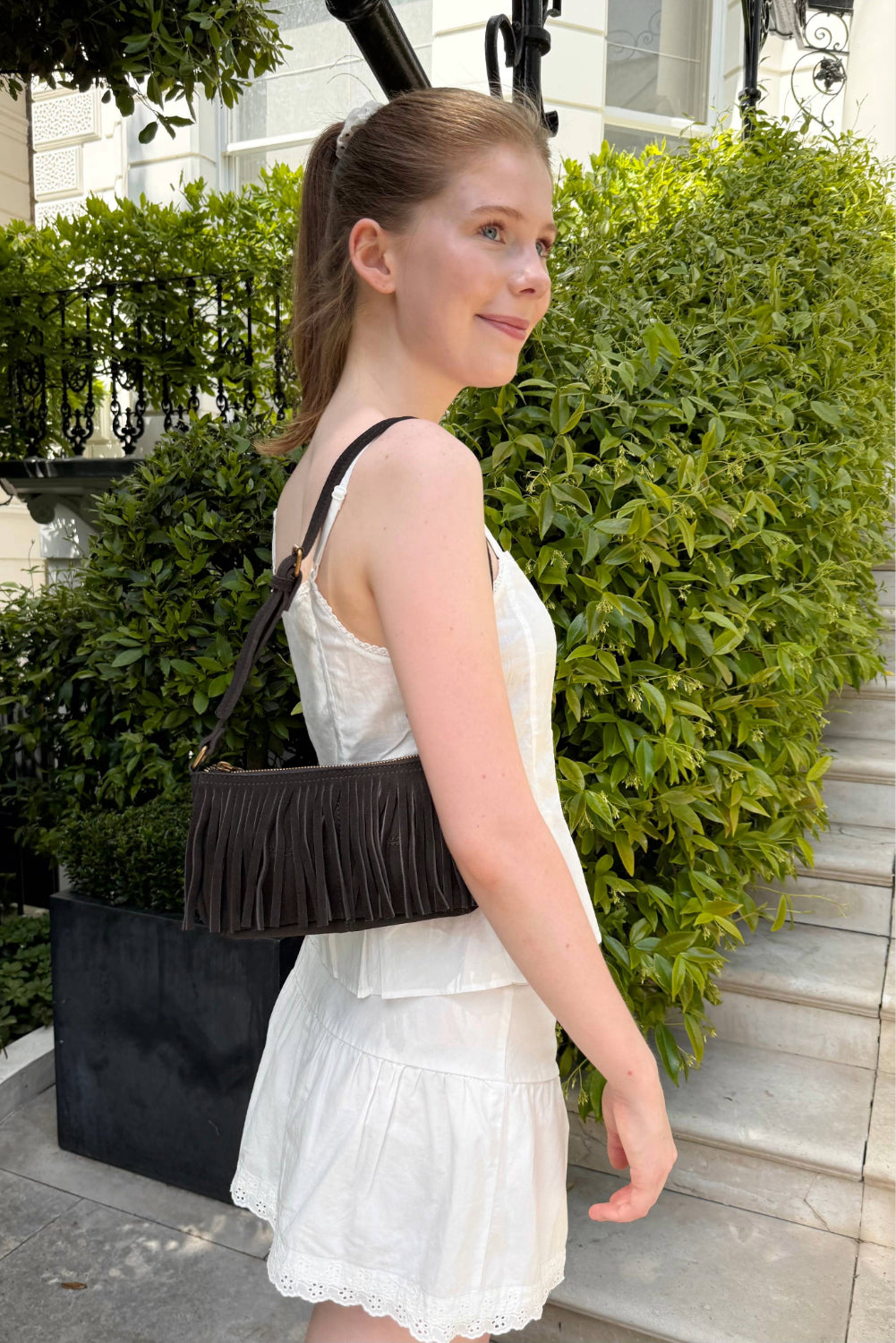 Fringed Shoulder Bag | Dark Brown
