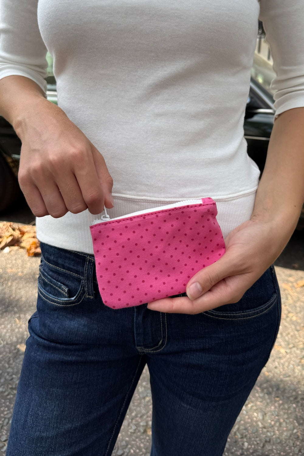 Polka Dots Coin Purse | Pink With Red Polka Dots