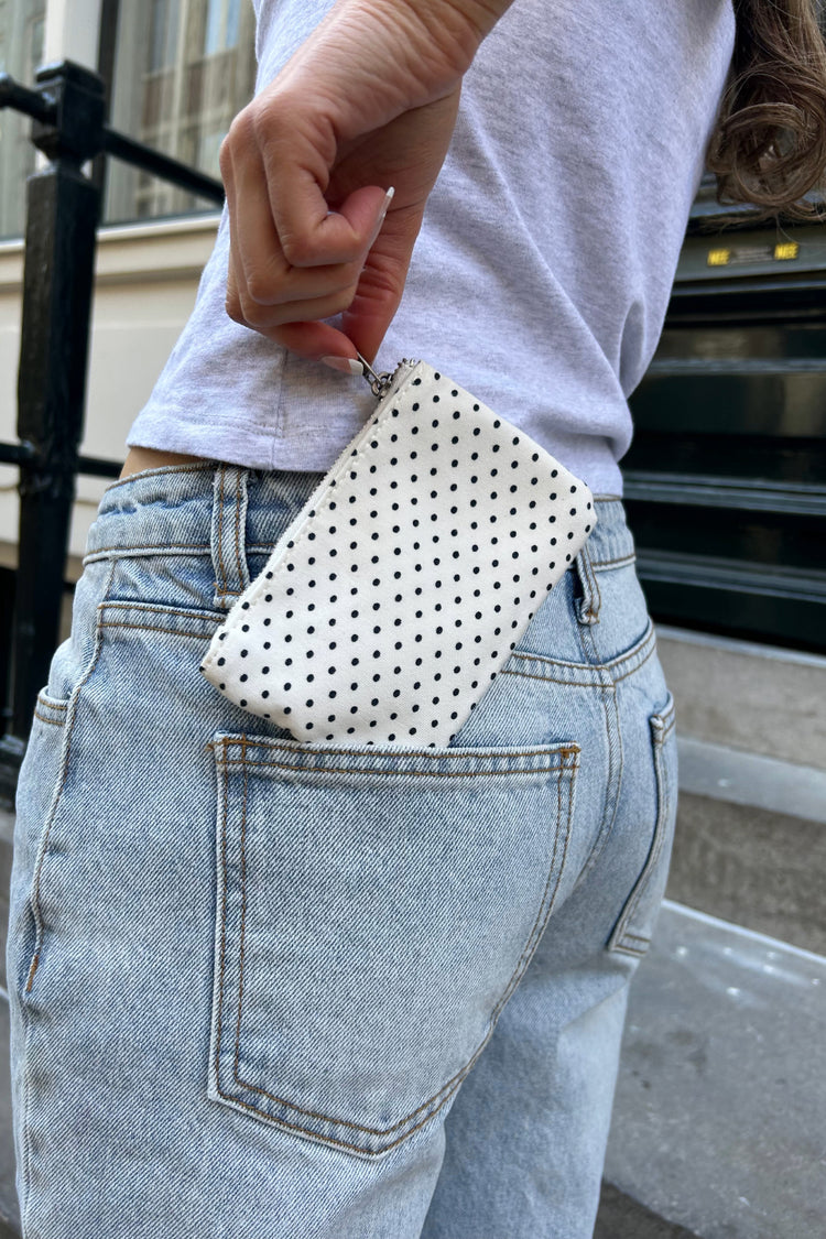 Polka Dots Coin Purse | White With Dark Navy Polka Dots