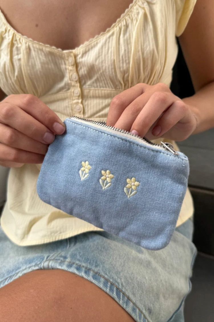 Floral Coin Purse | Sky Blue