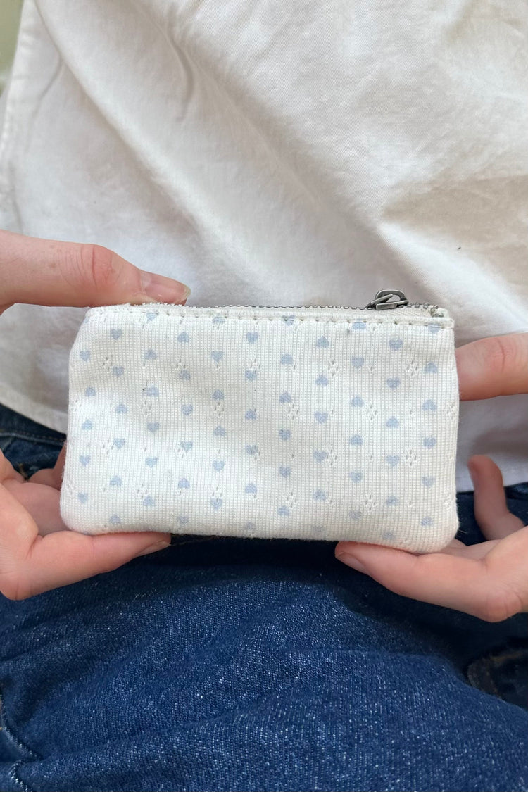 Heart Coin Purse | White Baby Blue Hearts