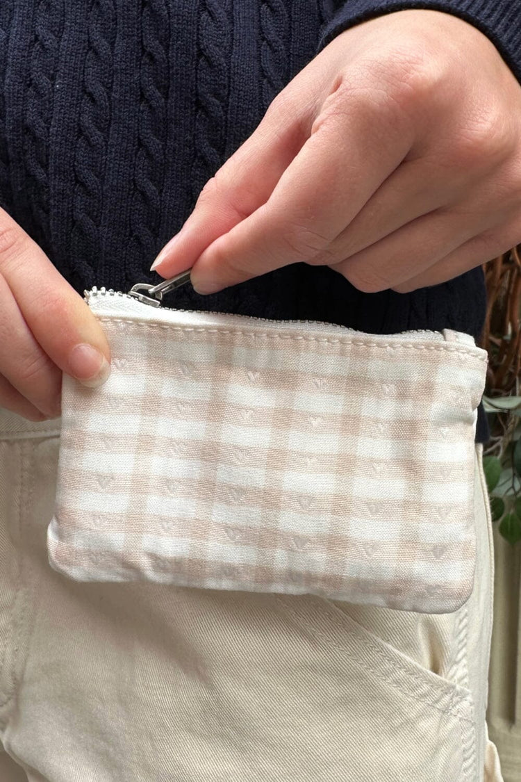 Heart Plaid Coin Purse | Ivory