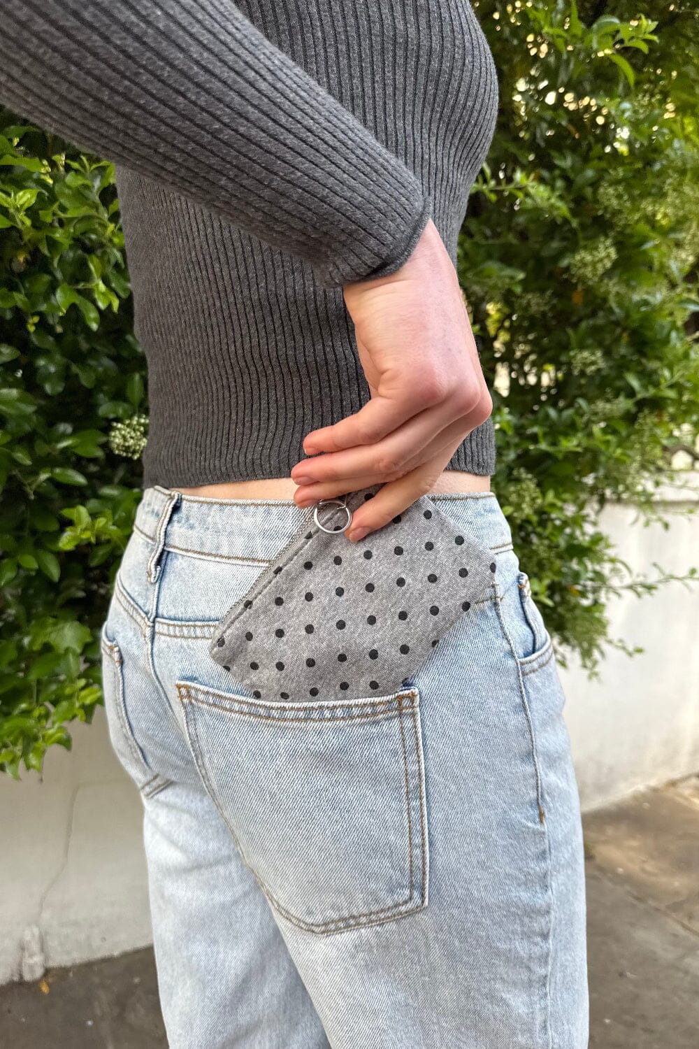 Polka Dots Coin Purse | Heather Grey And Black Polka Dots