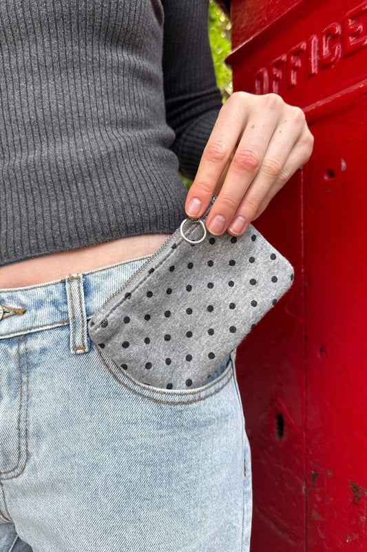 Heather Grey And Black Polka Dots