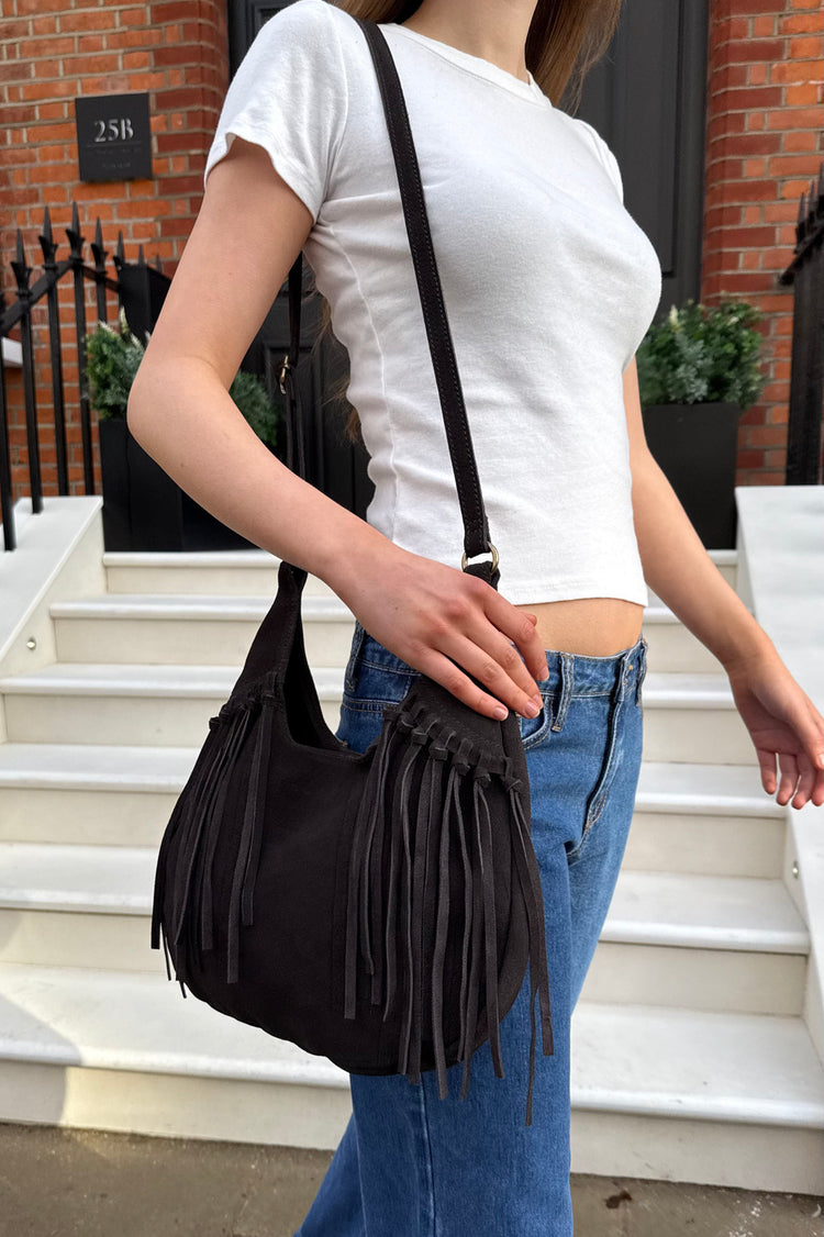 Suede Fringe Bag | Dark Umber