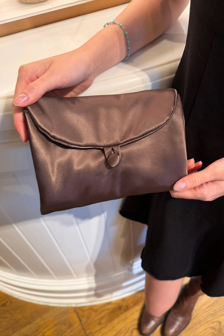 Satin Makeup Bag | Brown