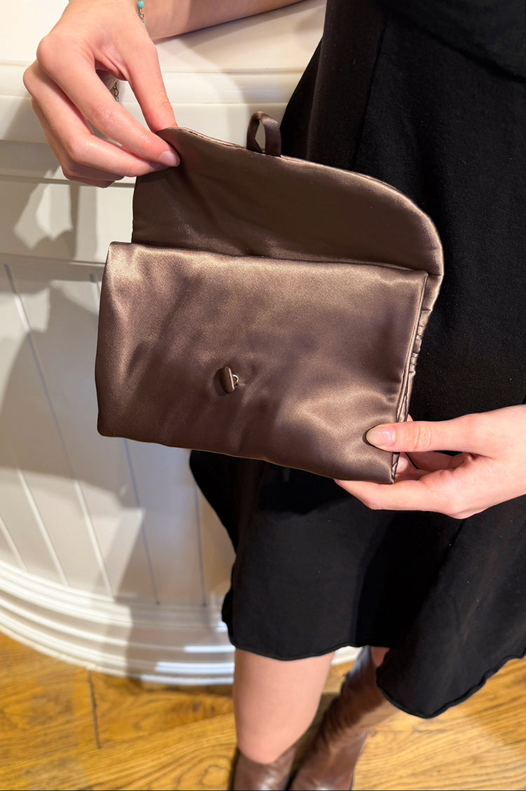 Satin Makeup Bag | Brown