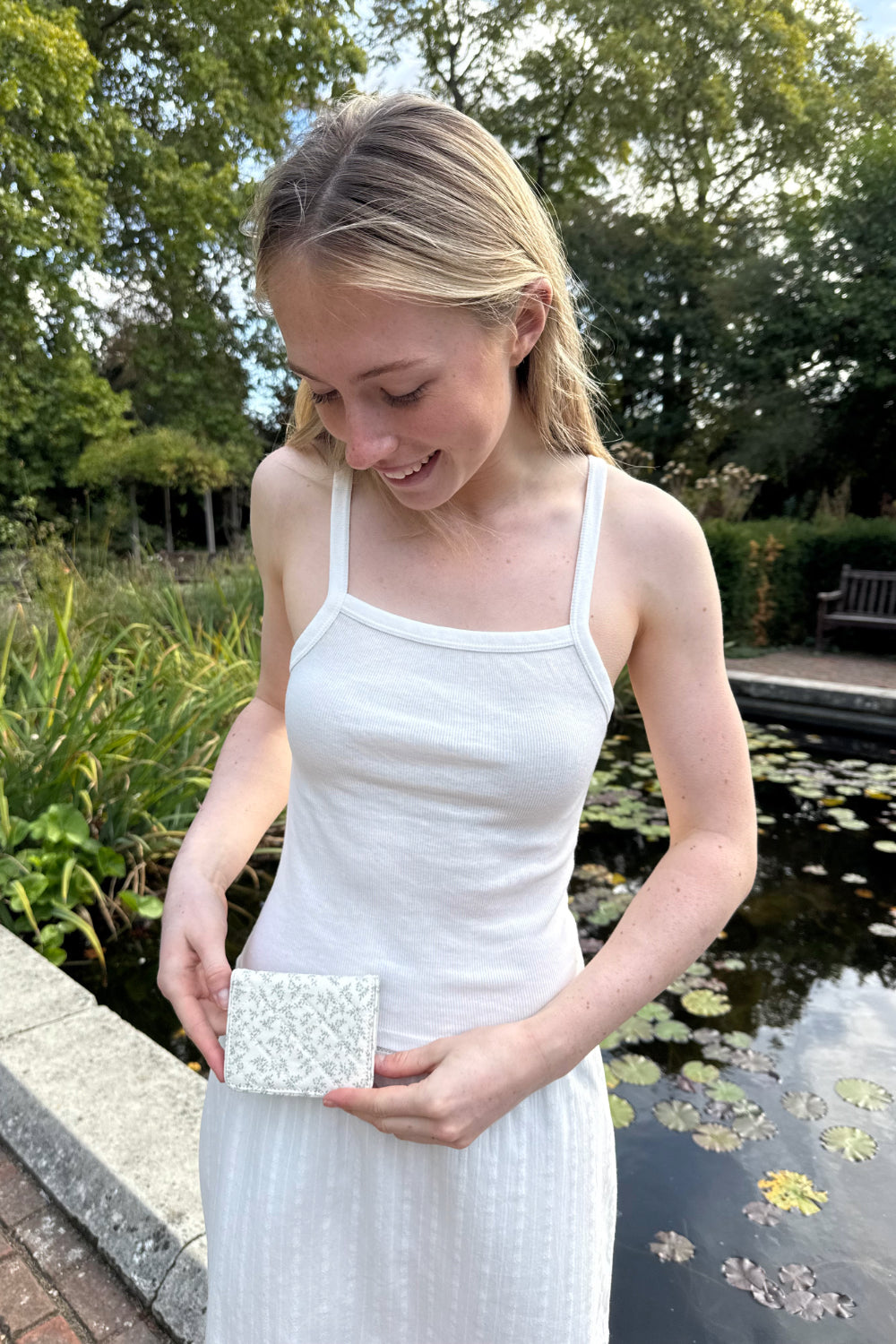 Floral Card Case | Ivory And Green Florals