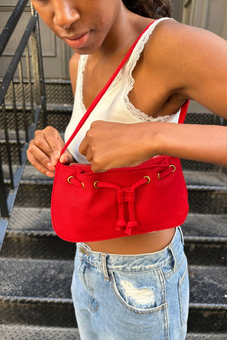 Canvas Scrunched Shoulder Bag | Red