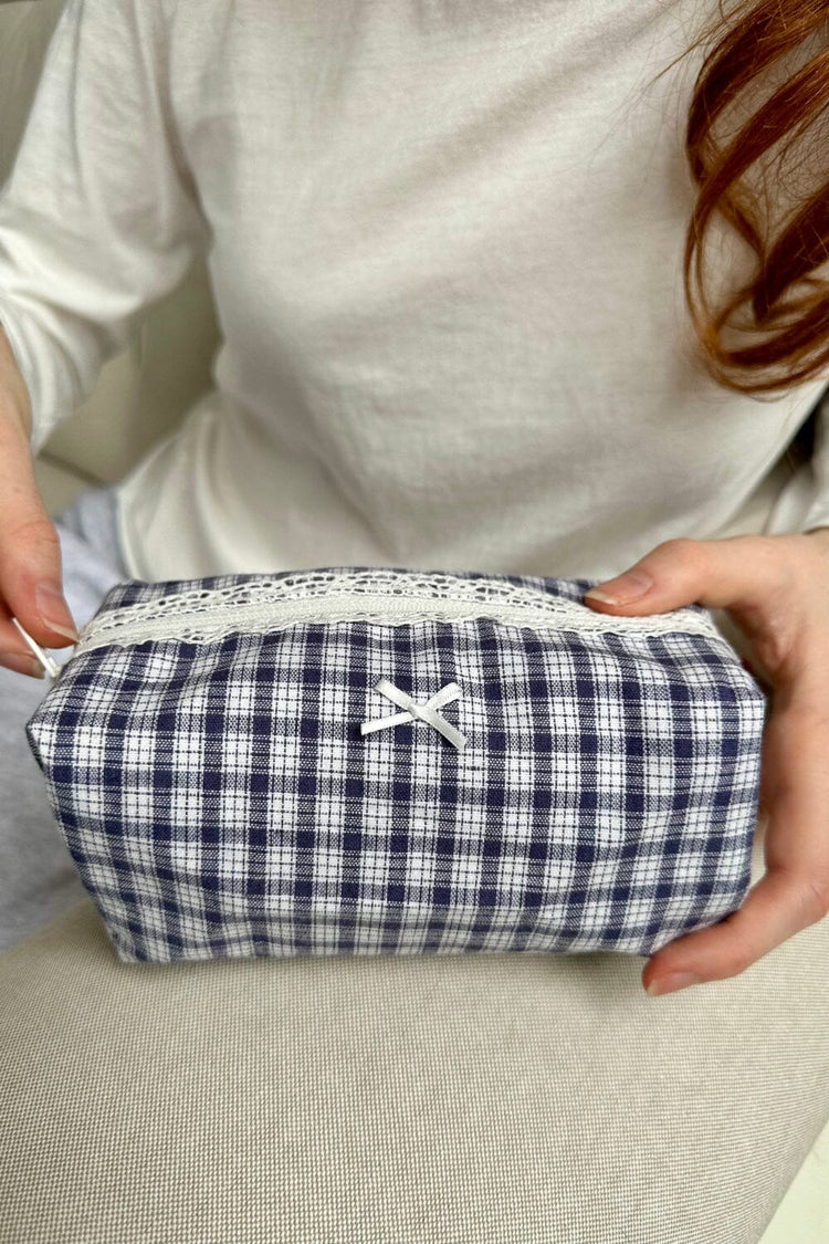 Plaid Makeup Bag | Navy And White Plaid