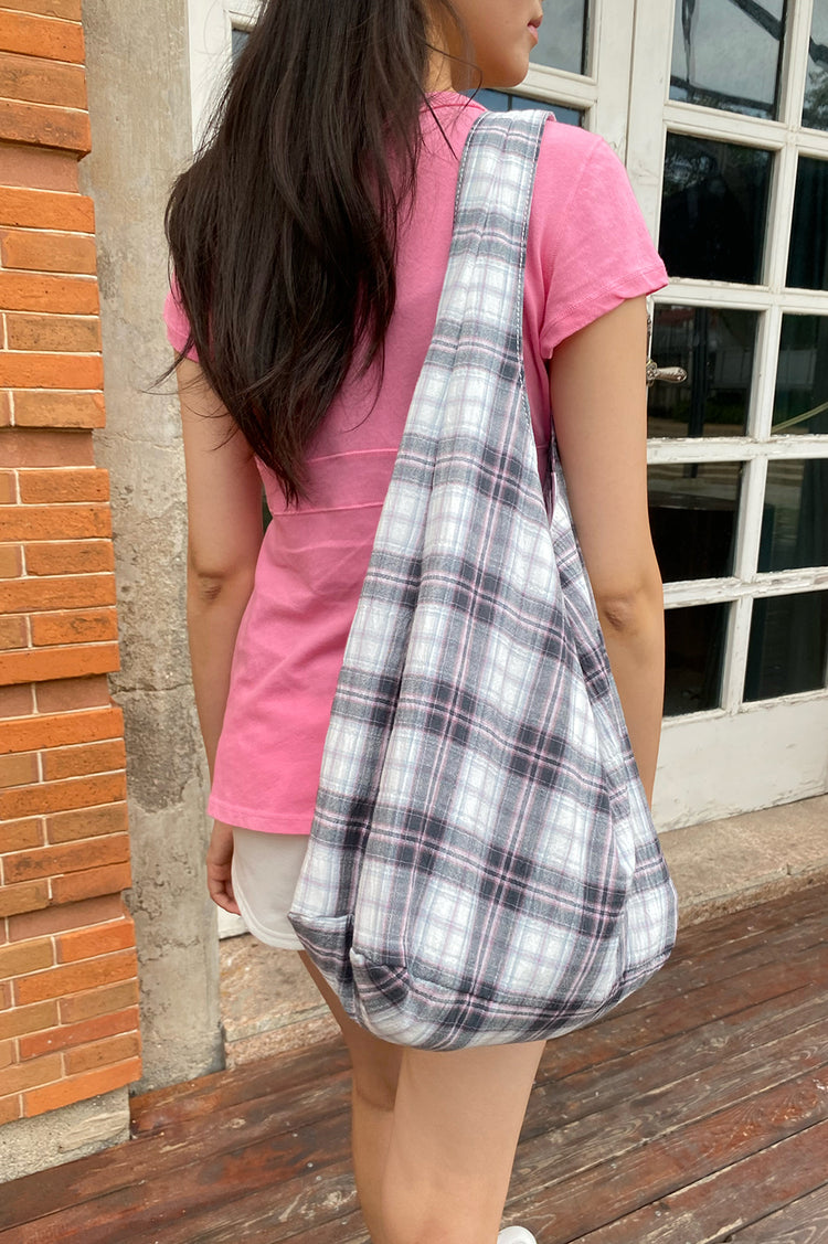 Plaid Shoulder Bag | White Pink Charcoal