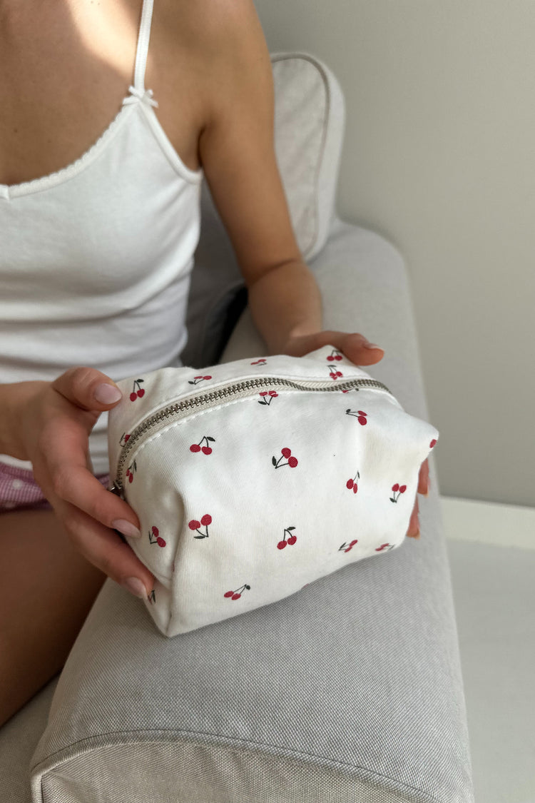 Cherry Mini Makeup Bag | White Cherry