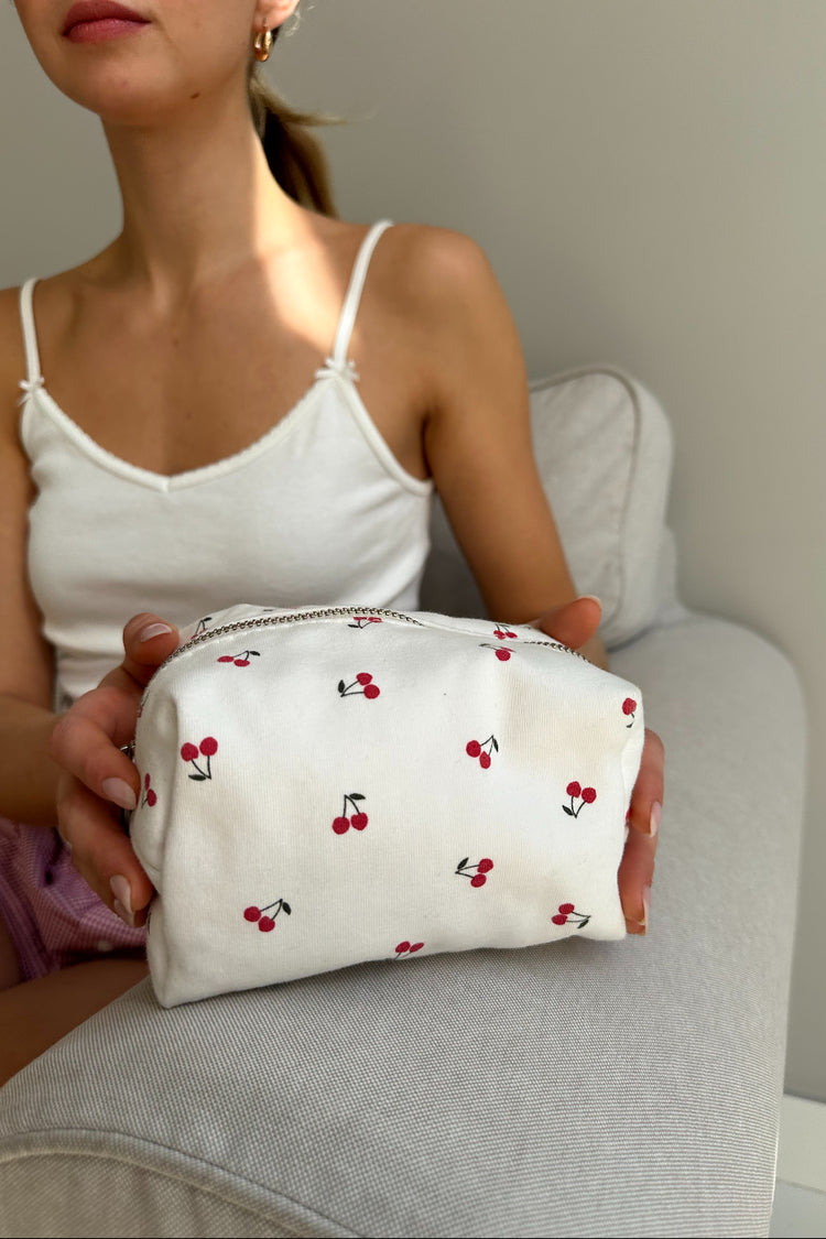 Cherry Mini Makeup Bag | White Cherry