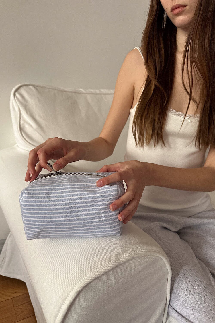 Striped Makeup Bag | Blue Stripes