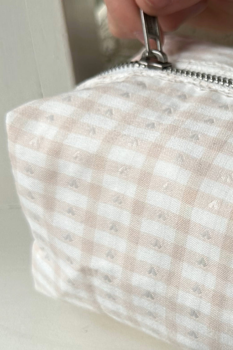 Heart Plaid Mini Makeup Bag | Pastel Pink