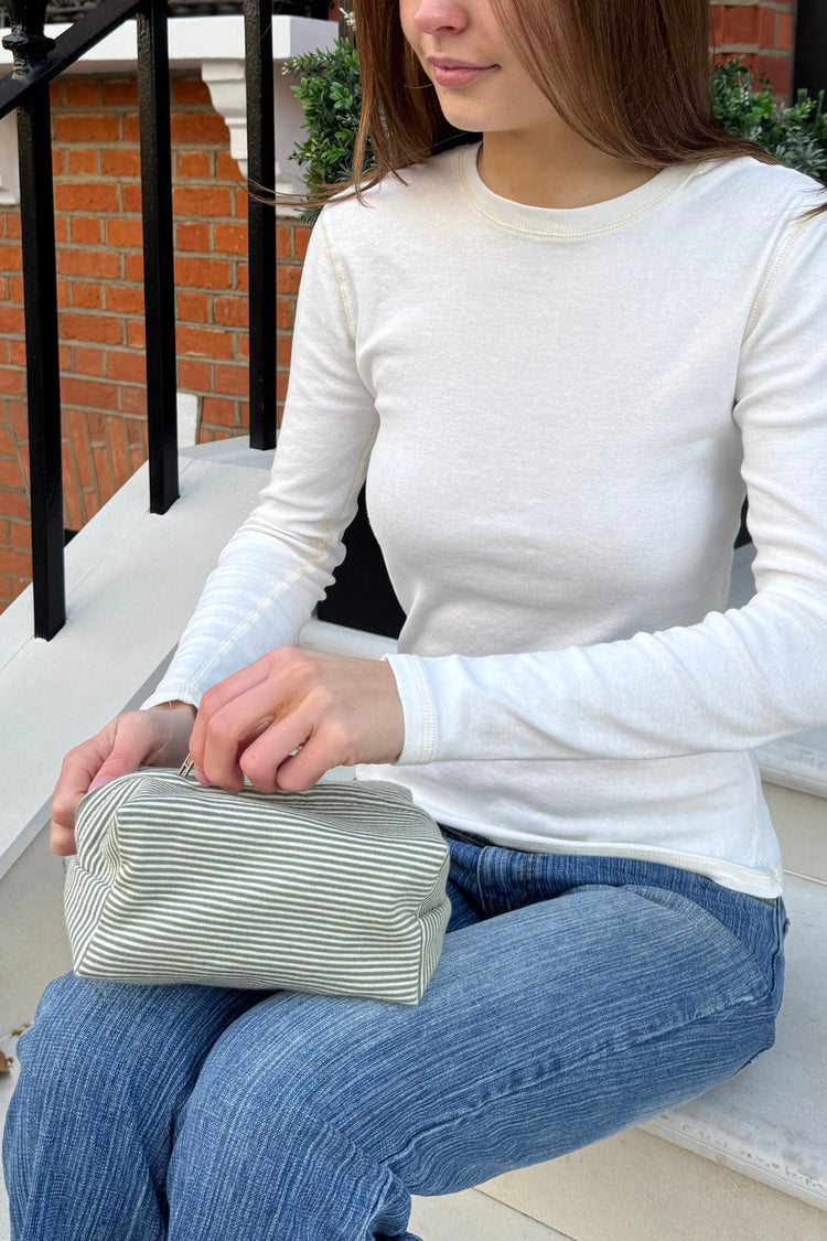 Striped Makeup Bag | Matcha Green Stripes