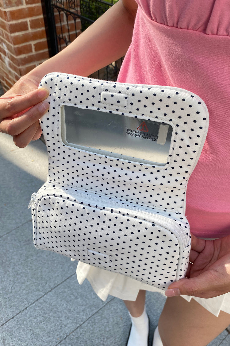 Polka Dots Makeup Bag | White With Black Polka Dots