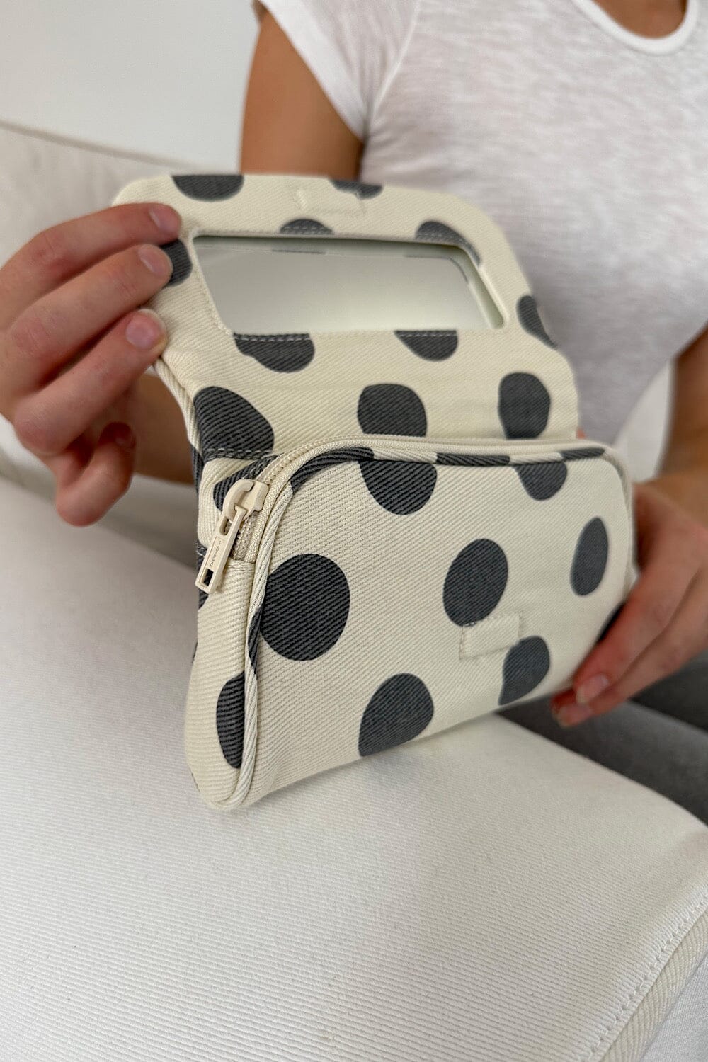 Ivory with Faded Black Polka Dots