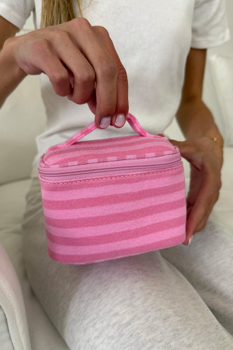 Stripes Makeup Bag | Bubblegum Pink and Pink Stripes