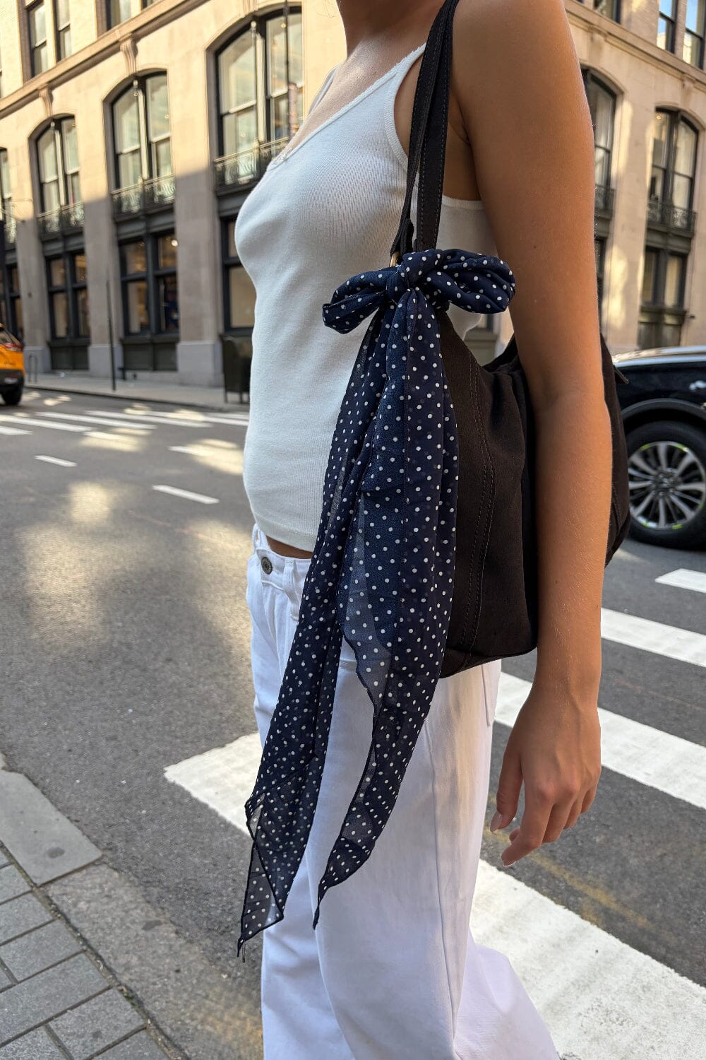 Polka Dot Scarf | Navy Blue with White Polka Dots