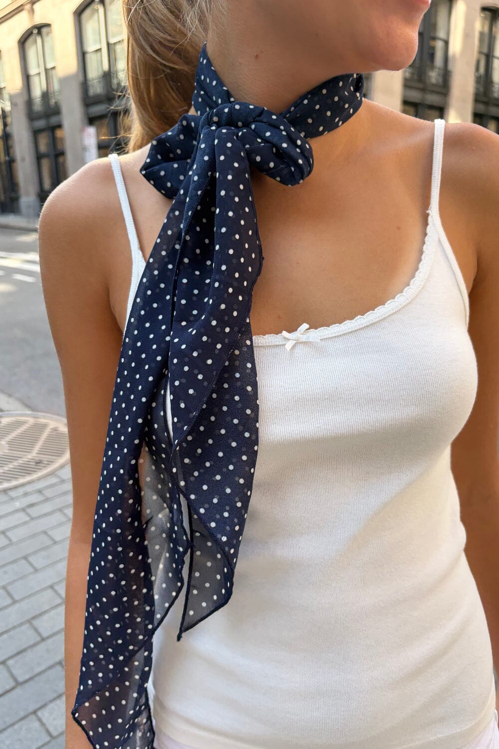 Polka Dot Scarf | Navy Blue with White Polka Dots