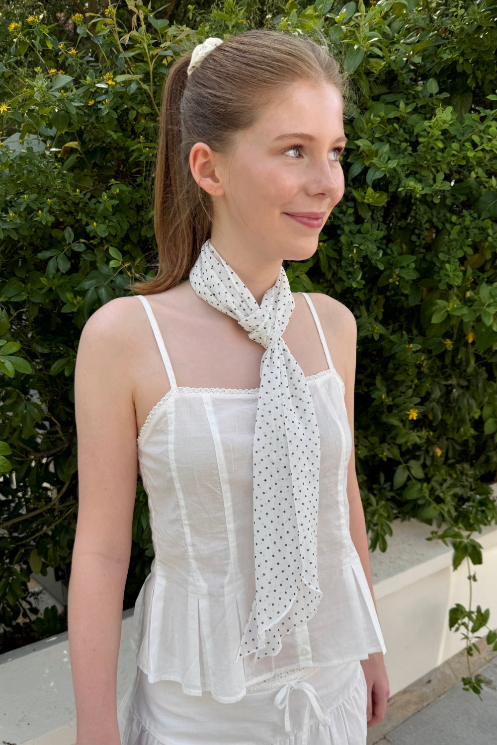 Polka Dot Foulard | White With Navy Blue Polka Dots