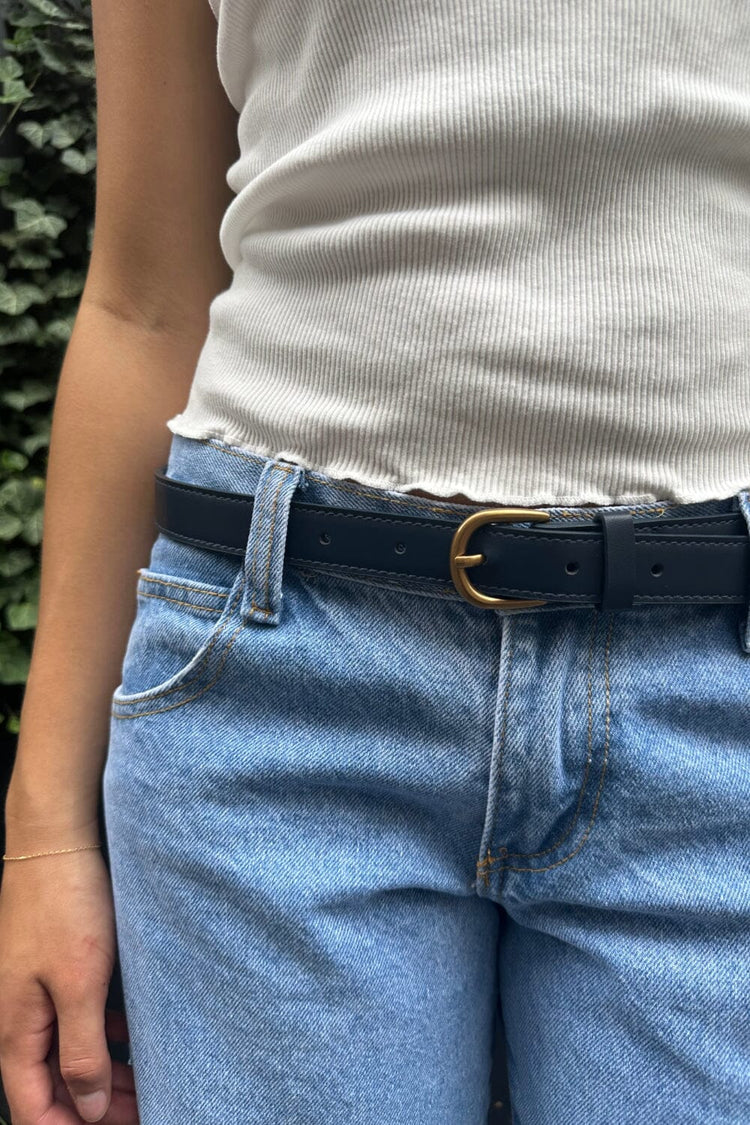 Faux Leather Buckle Belt | Navy