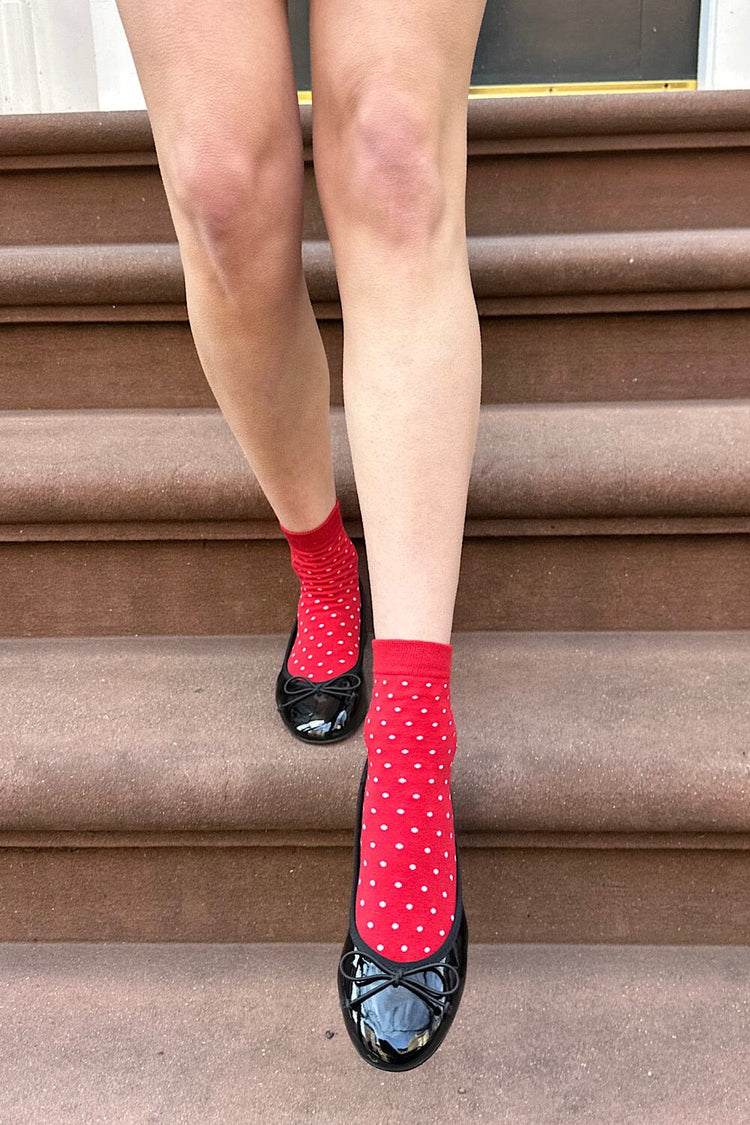 Polka Dots Socks | Red With White Polka Dots