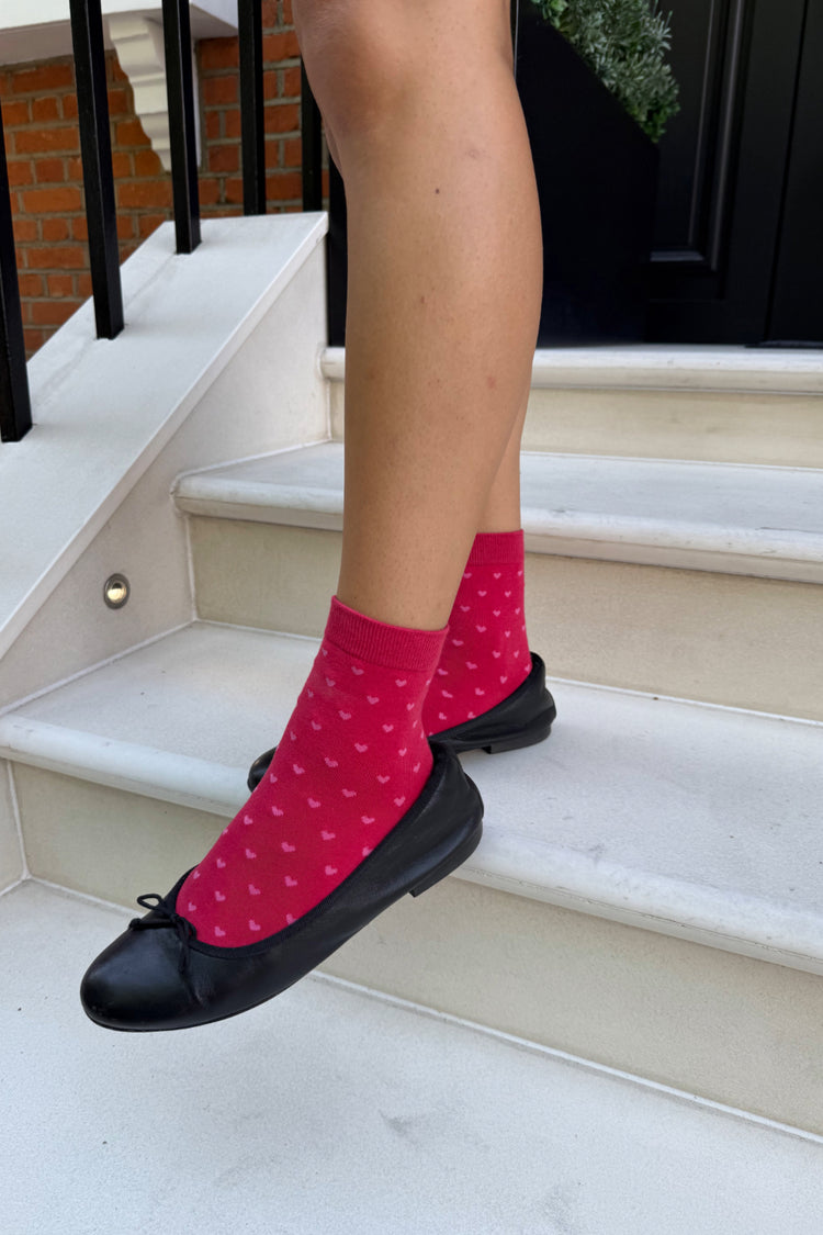 Heart Socks | Red With Fuchsia Hearts