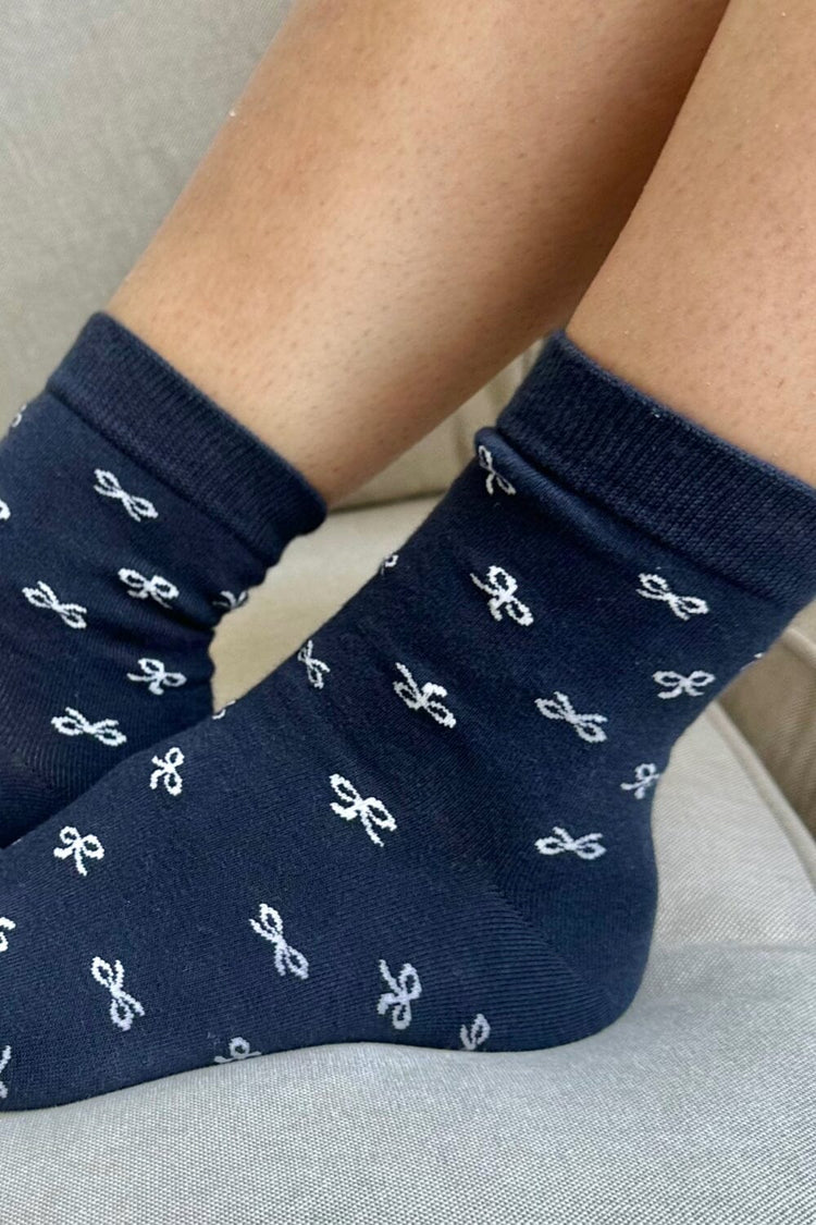 Bow Socks | Navy