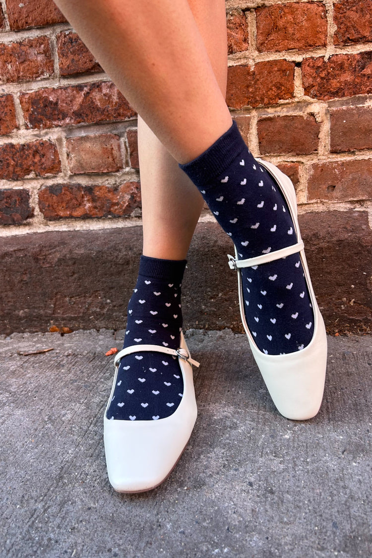 Hearts Socks | Navy White Hearts