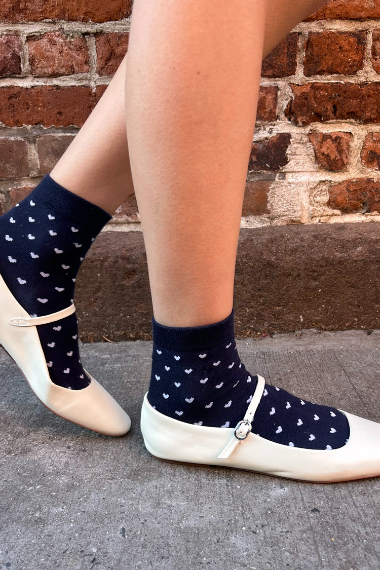 Hearts Socks | Navy White Hearts