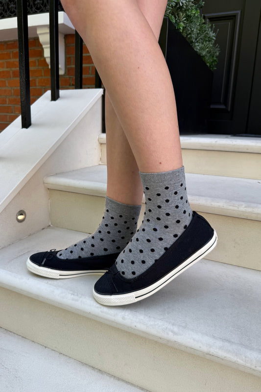 Grey With Black Polka Dots