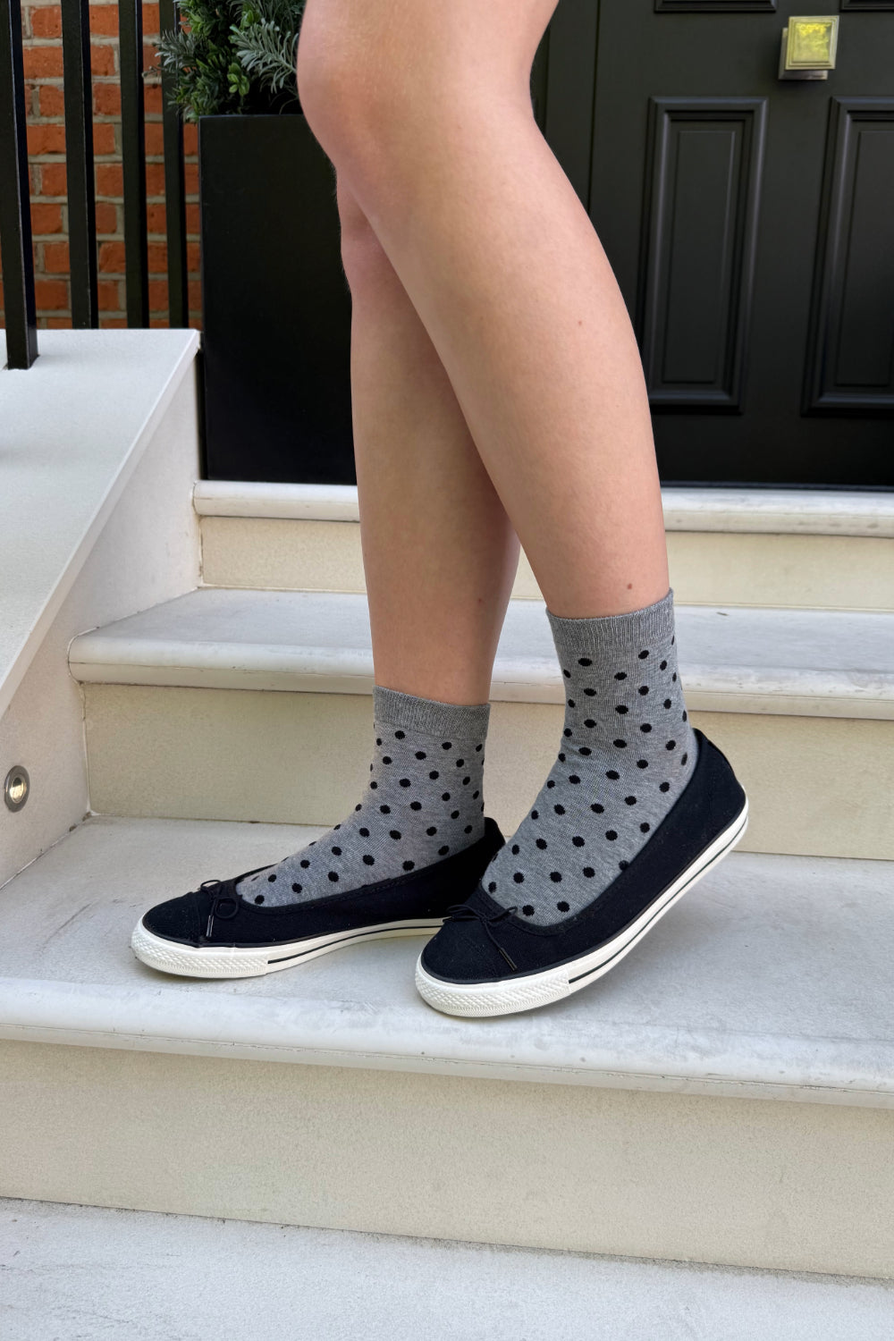 Polka Dots Socks | Grey With Black Polka Dots