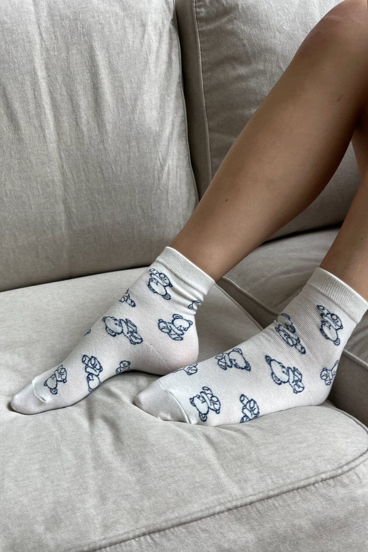 Teddy Bear Socks | White