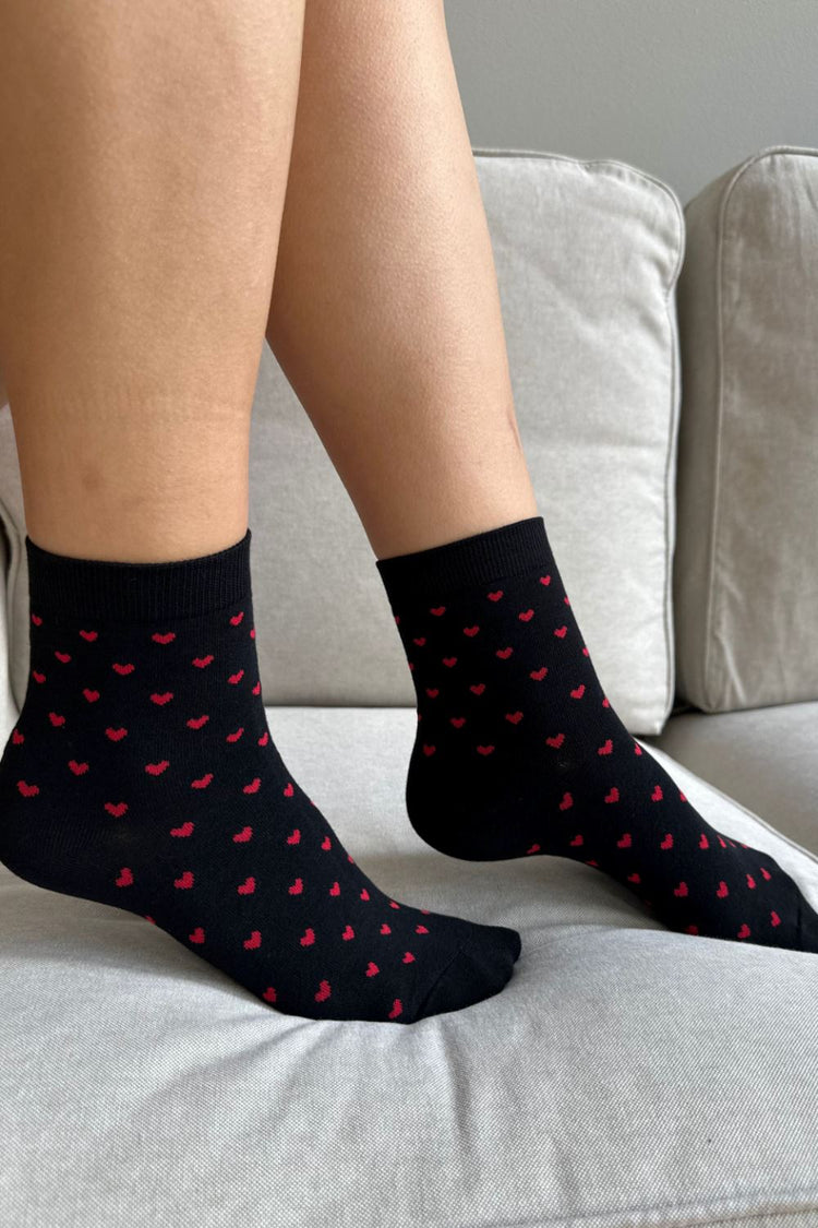 Hearts Socks | Black Red Hearts