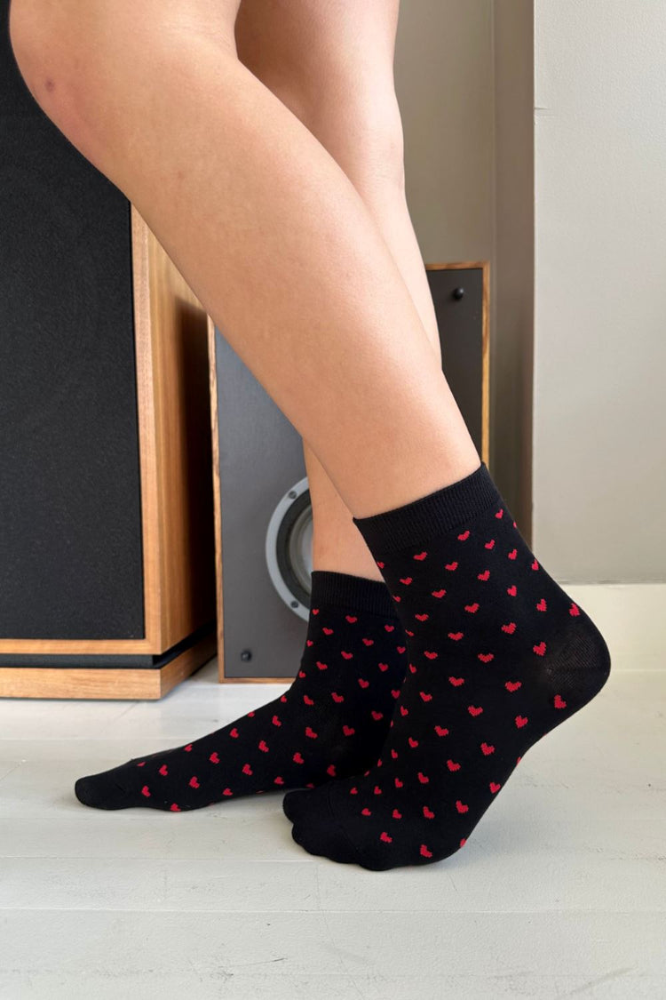 Hearts Socks | Black Red Hearts