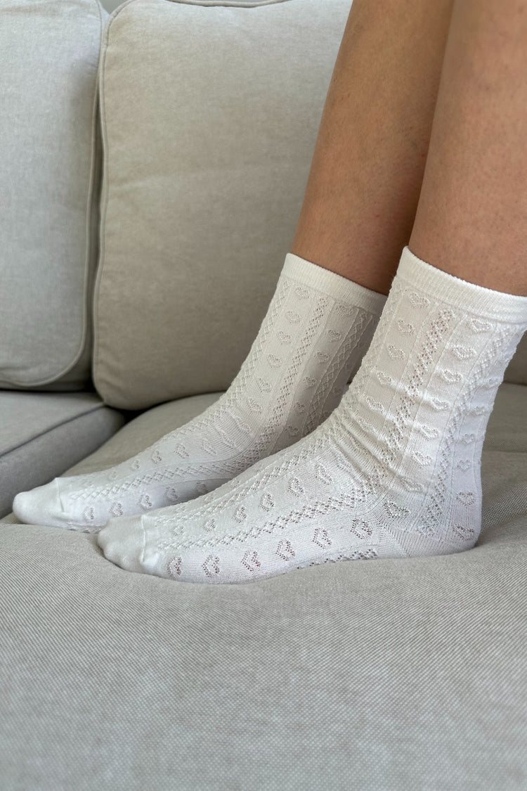 Hearts Socks | White