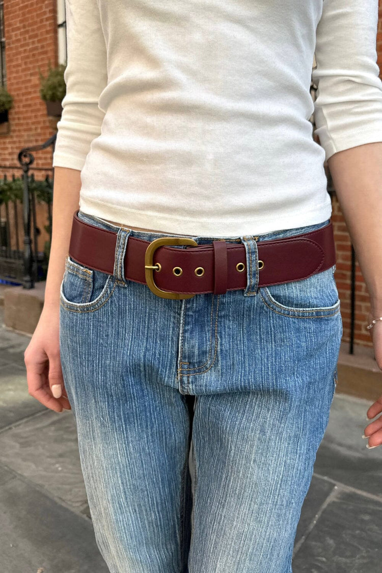 Faux Leather Buckle Belt | Gold