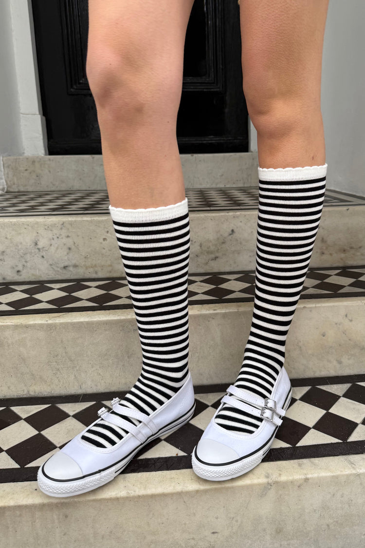 Striped Knee Socks | Black White Stripe