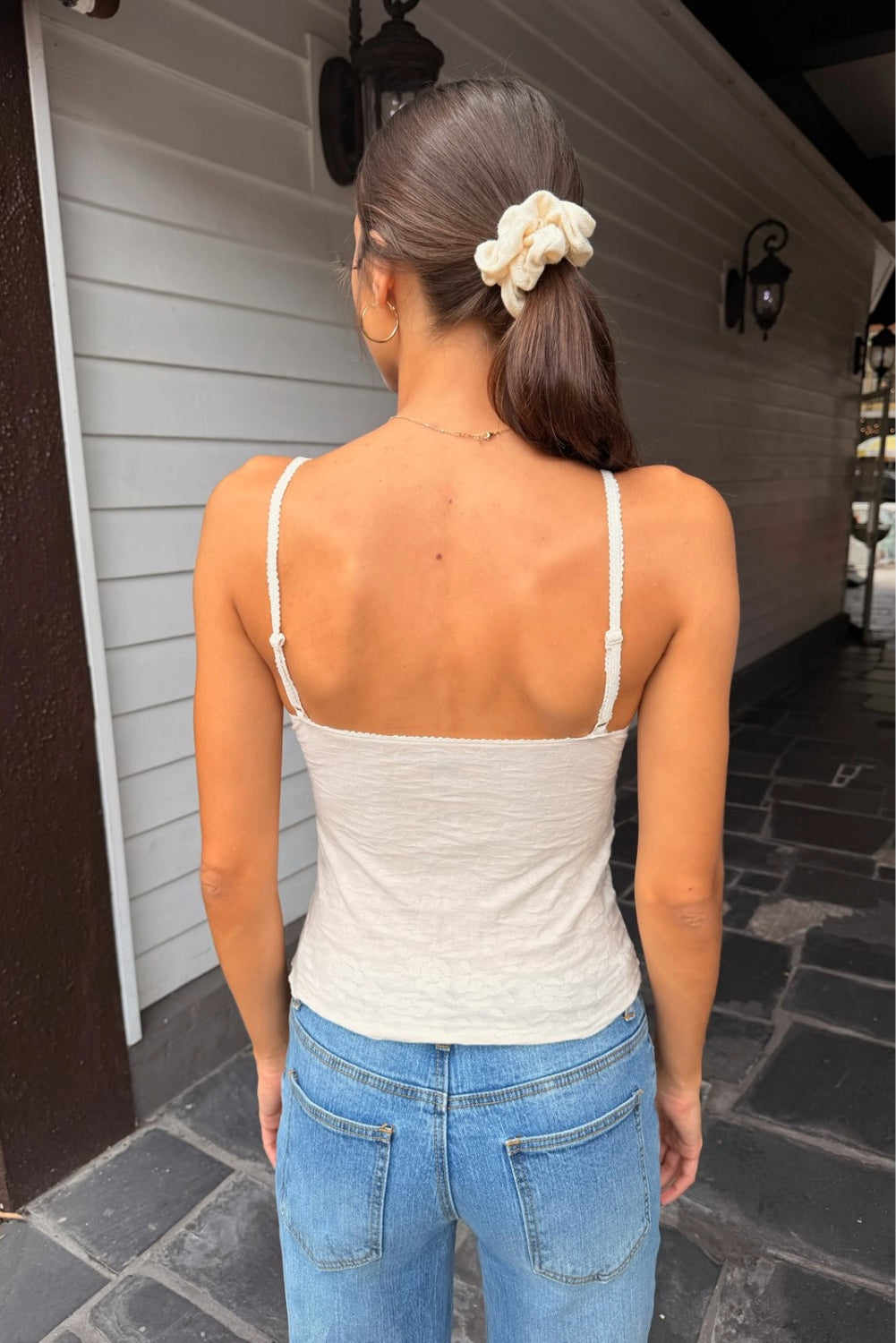 Amara Lace Tank | White With Floral Lace / XS/S