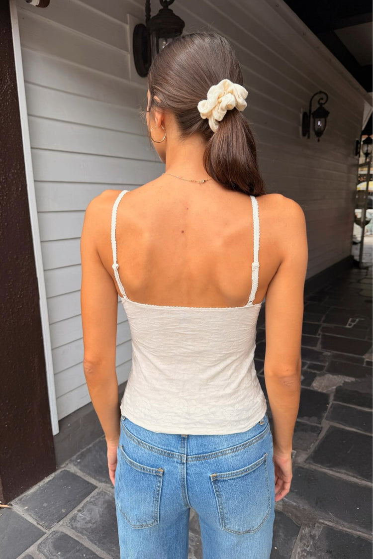 Amara Lace Tank | White With Floral Lace / XS/S