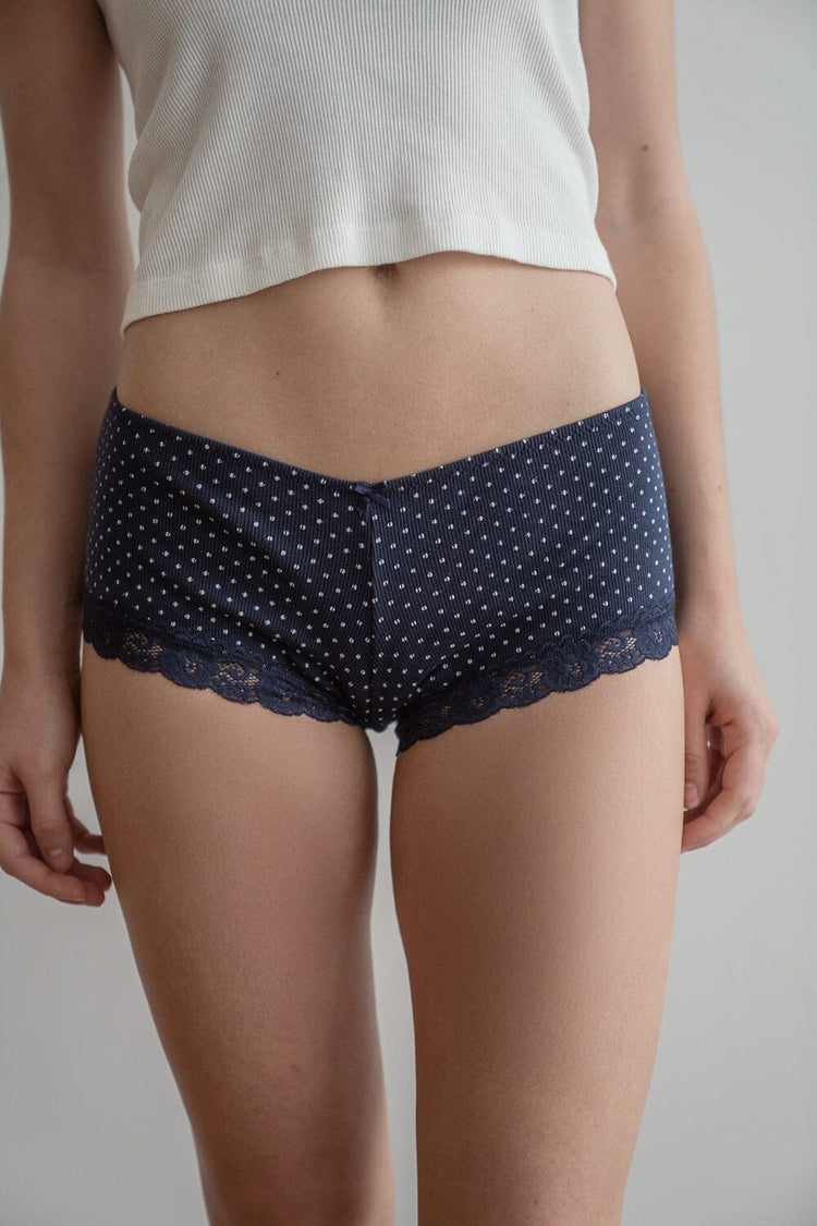Polka Dot Hipster Underwear | Navy White Polka Dots / XS/S