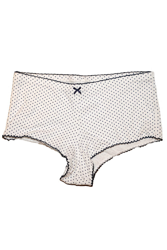 White With Navy Blue Polka Dots / XS/S