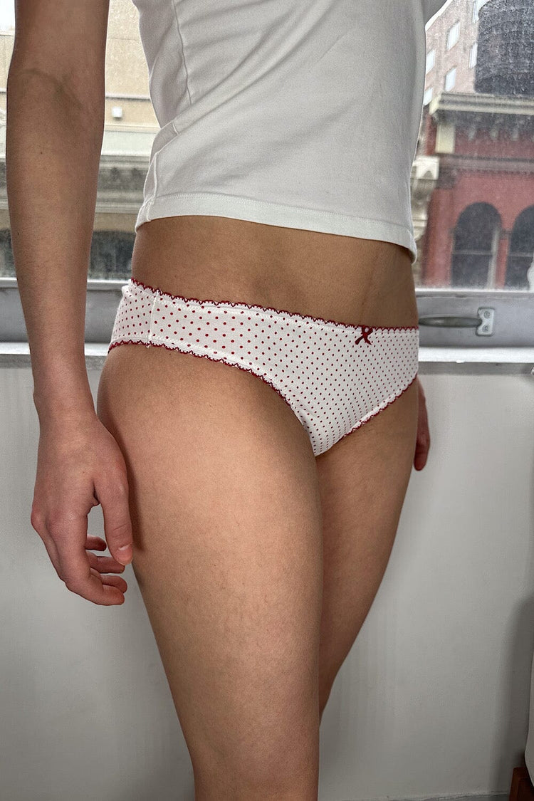 Polka Dot Bow Underwear | White and Red Polka Dots