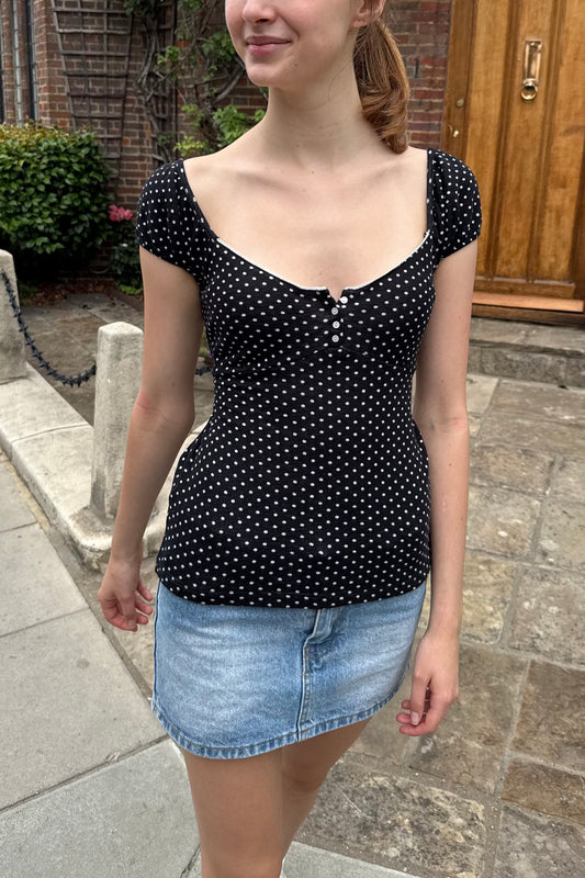 Black White Polka Dots / XS/S